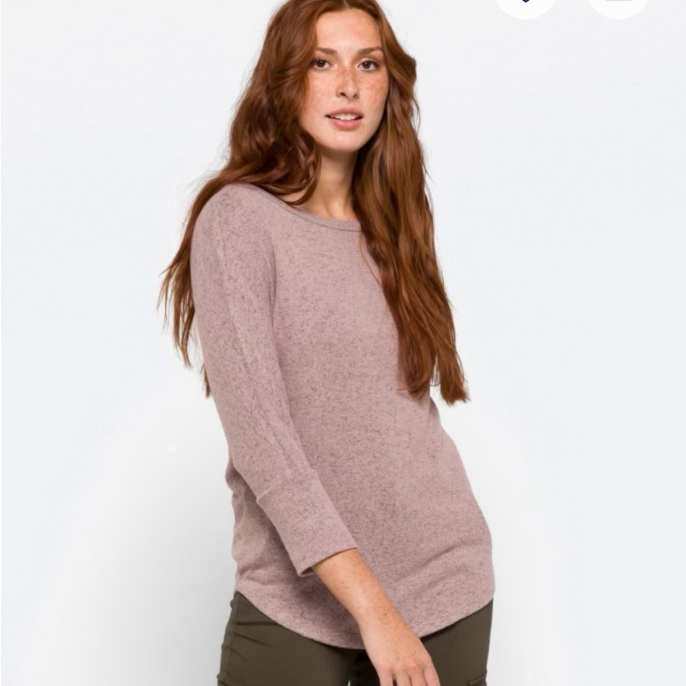 Market & Spruce Heathered Purple Long Sleeve Tunic Top